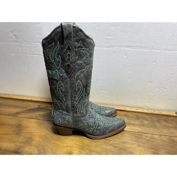 Corral Women's Back Cross And Crystals Fashion Snip Toe Boots A2810 Size 6 M - Picture 5 of 14